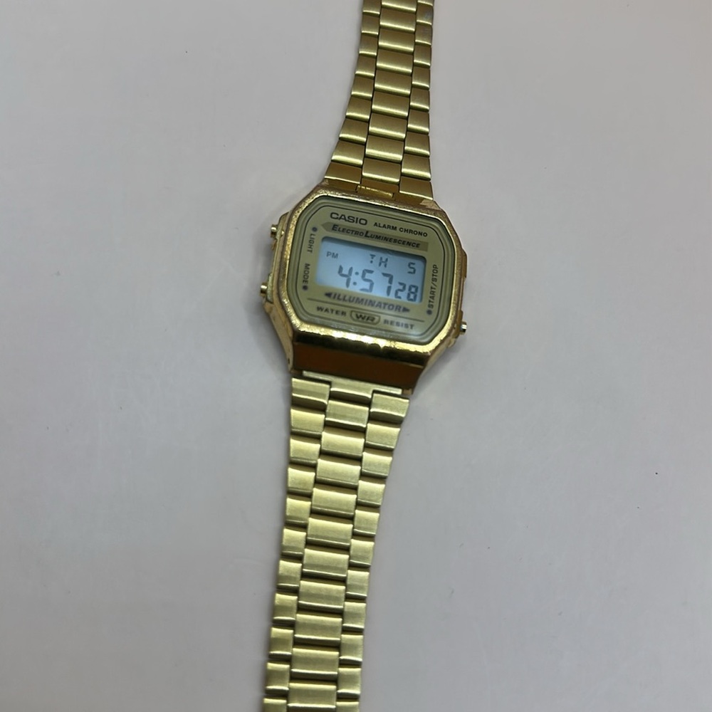 Vintage Gold Casio Alarm Chrono Electro Luminescence Water Resist Watch
